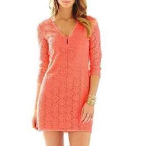 Coral Lilly Pulitzer V-Neck Lace Dress Size Large